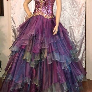 Purple Multi colored Quinceanerra Dress